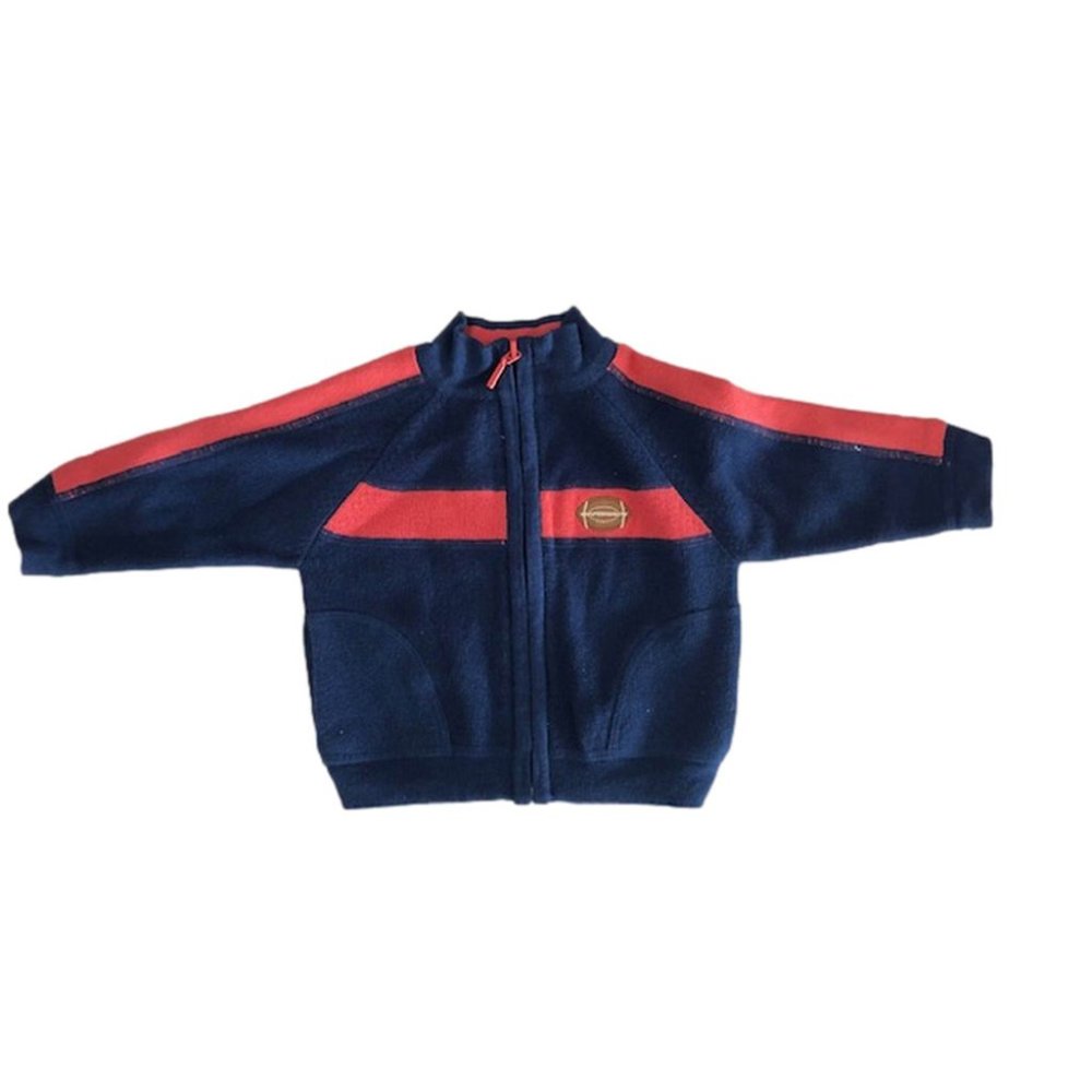 Navy Blue and Red Cardigan with Football 6-9 months